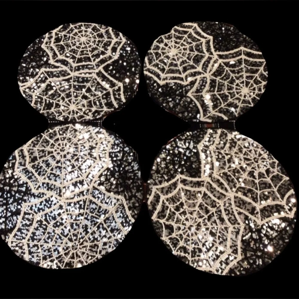 New - 4 Dark Decor Sequined & Beaded placemats/chargers -NWOT